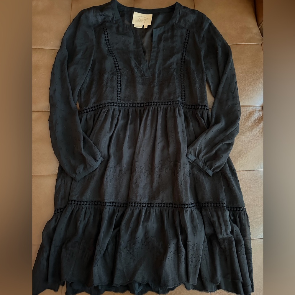 Anthropologie Vanessa Virginia Long Sleeve Black Dress 4 - Picture 2 of 8